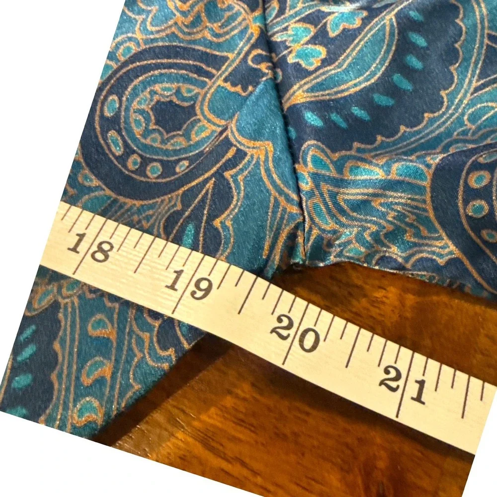 Morgan Taylor Intimates Blue Paisley Fleece Lined Long Wrap Robe Large WPL 8046